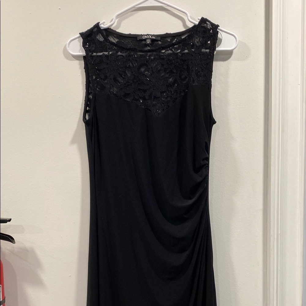 Onyx Black Ruched Sheath Maxi Dress